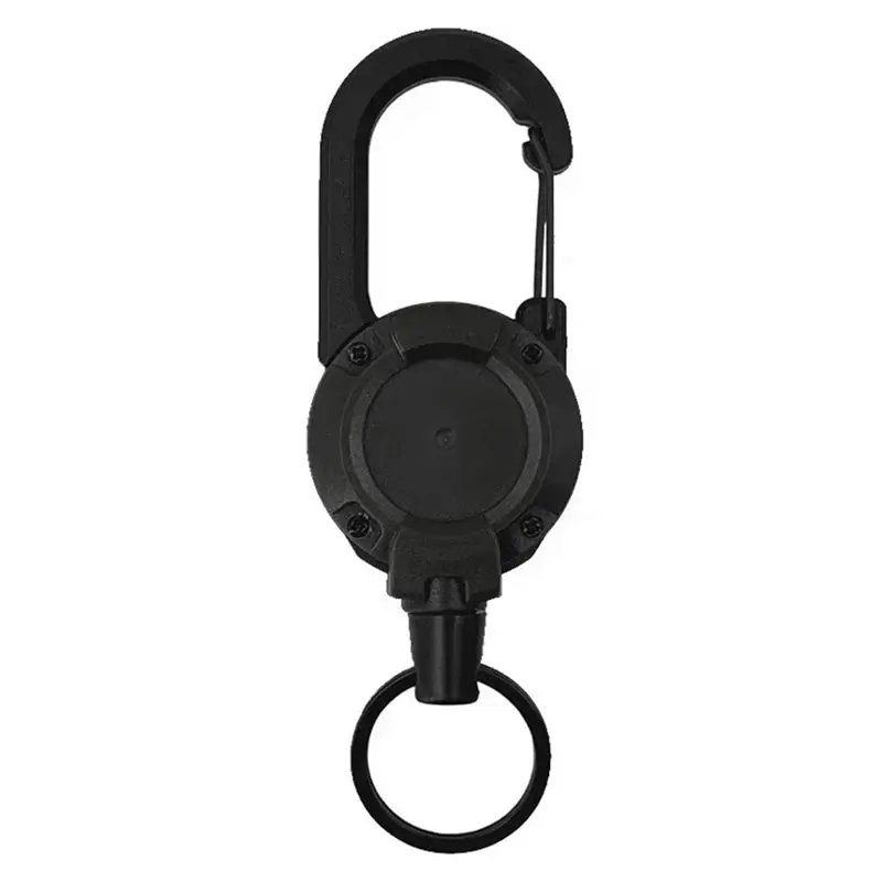A69P-5PCS Outdoor Retractable Wire Rope Retractable Keychain Reel Retractable Key Chain With Steel Cable Key Ring Tool