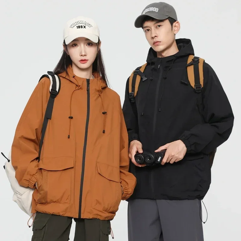 Korean Version Men's and Women's Sports Jacket Loose and Breathable Outdoor Jogging Hooded Top Spring/autumn Thin windbreaker