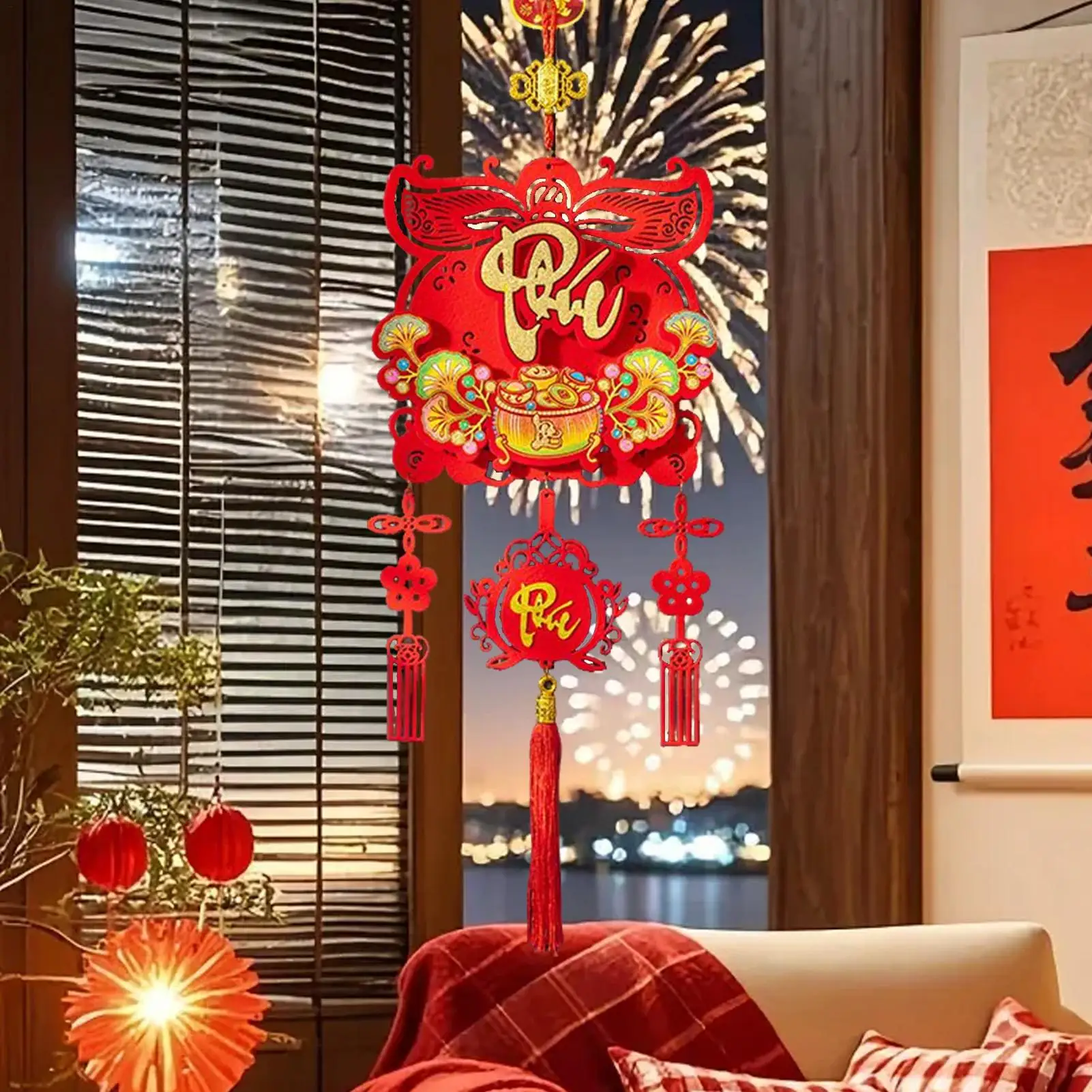 2026 New Vietnamese Spring Festival Tassels Window Door Hanging Ornament Vietnam Wall Pendant 2026 New Year Decor Supplies