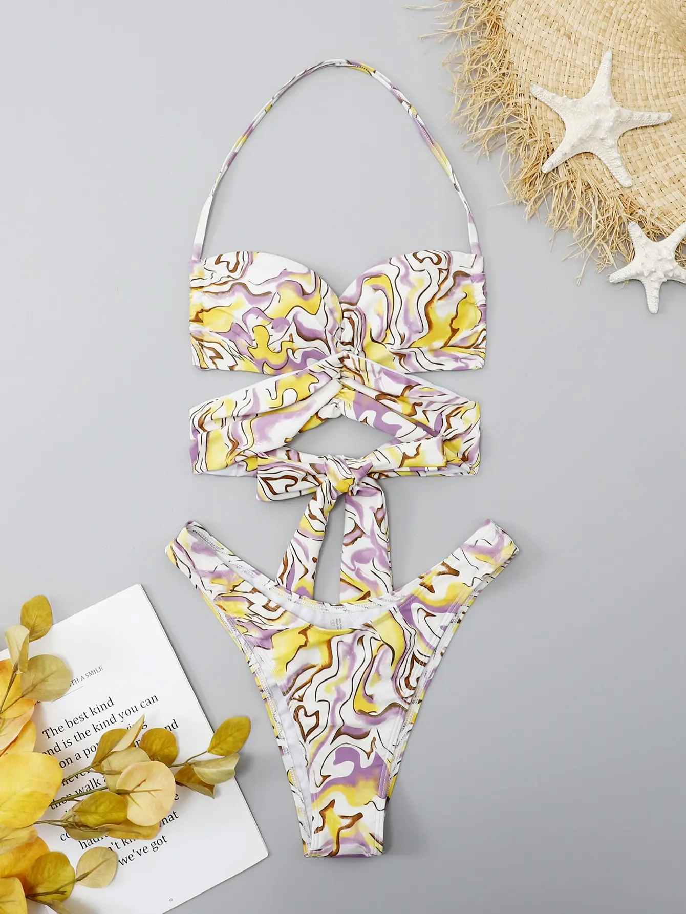 2024 Allover Print Ruched Bikini Women Swimsuit Sexy Underwire Swimwear Female Bathers Bathing Swimming Suit Summer Beachwear