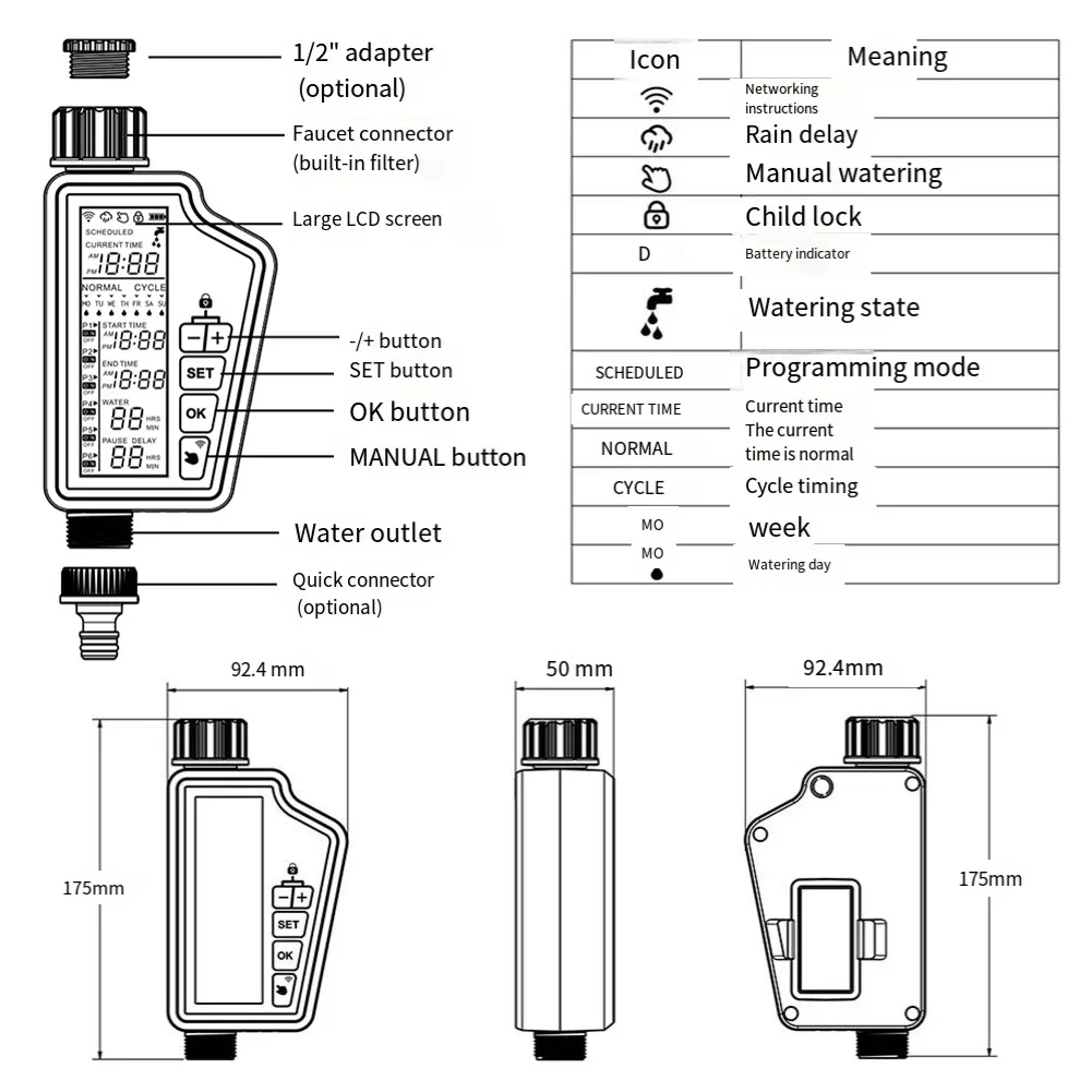 For Alexa Compatible Smart Watering Timer for Outdoor Use Designed to Work Seamlessly with For Tuya WiFi Systems