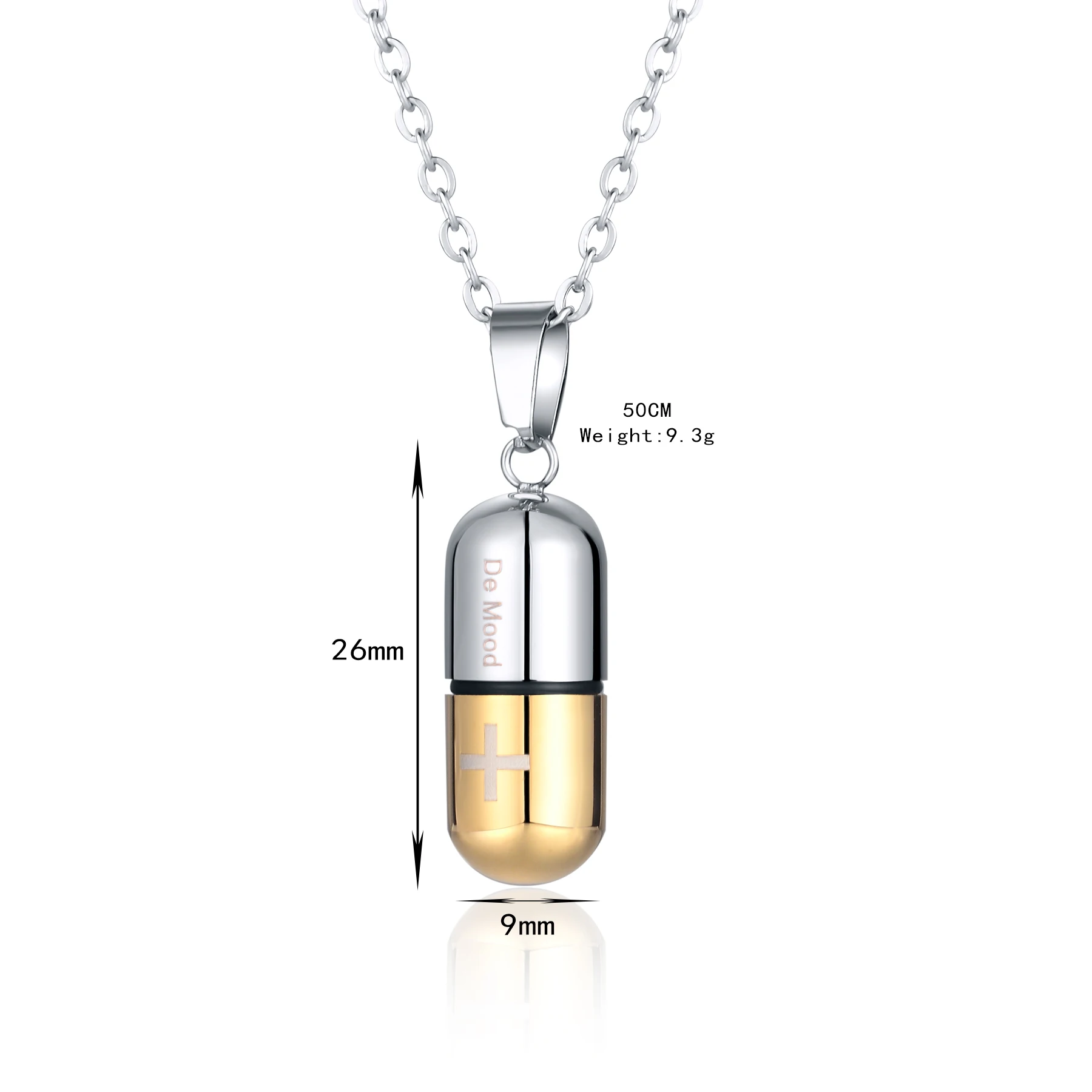 Stainless Steel Jewelry Cross Capsule Medicine  Pills Pendant Cremation Urn Necklace for Ashes Bottle Pendant for Ash Jewelry