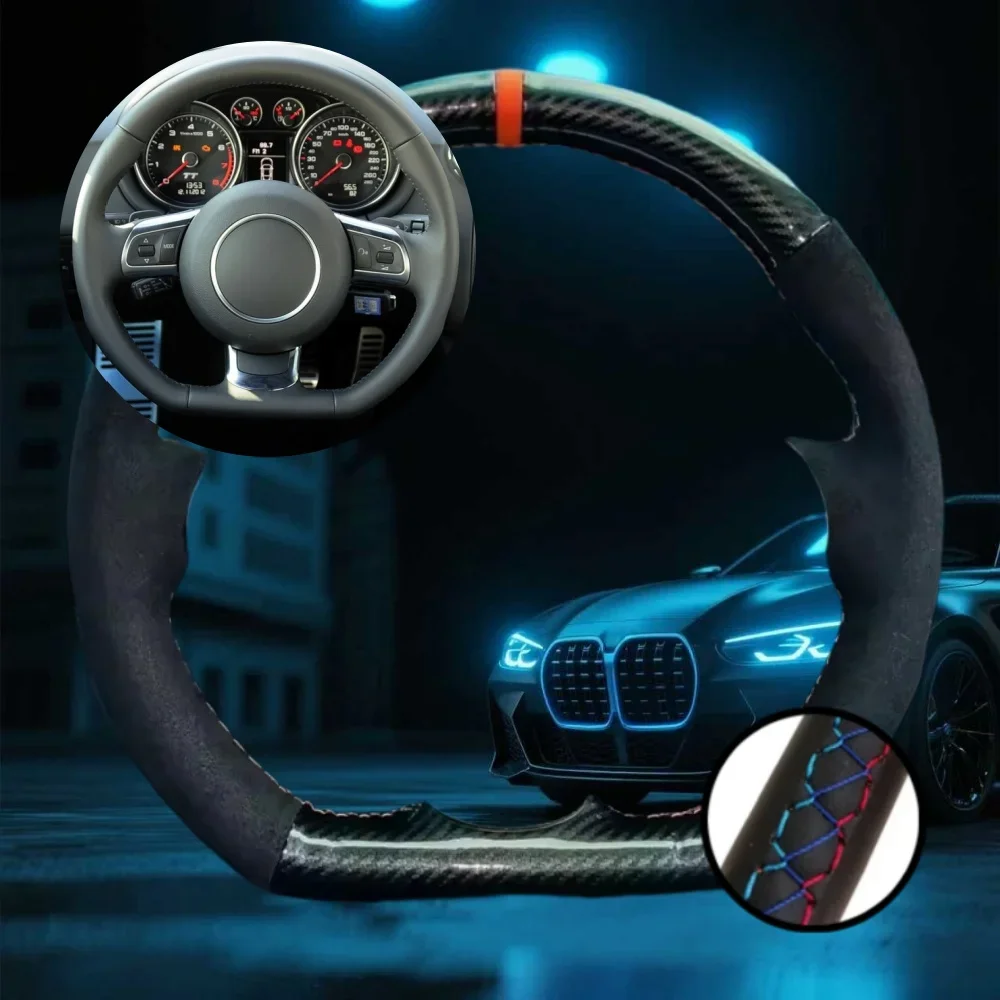 Customized Car Steering Wheel Cover For Audi TT TTS (8J) 2006-2014 A3 S3 (8P) Sportback Car Accessories Hand-sewn Steering Wrap