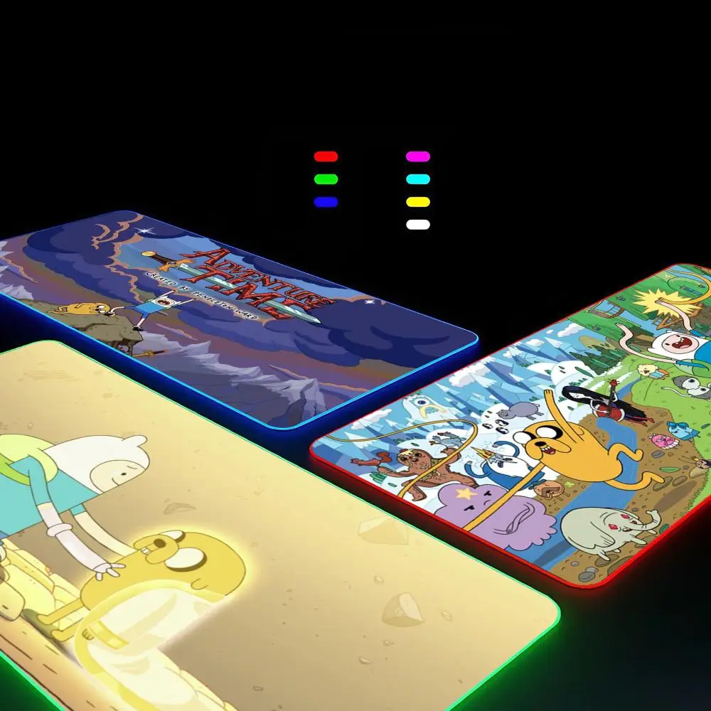 

Adventure Time Mouse Pad Gamer RGB Deskmat Keyboard Mat Gaming Laptops LED Mousepad Desk Protector Anime Mause Mats