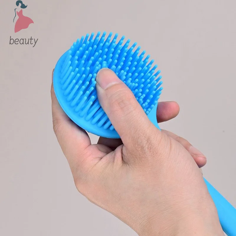 Silicone Back Scrubber,Long Handle Body Scrubber,Light&Easy-to-Hold Shower Brush For Skin Cleaning&Exfoliating With A Free Hook