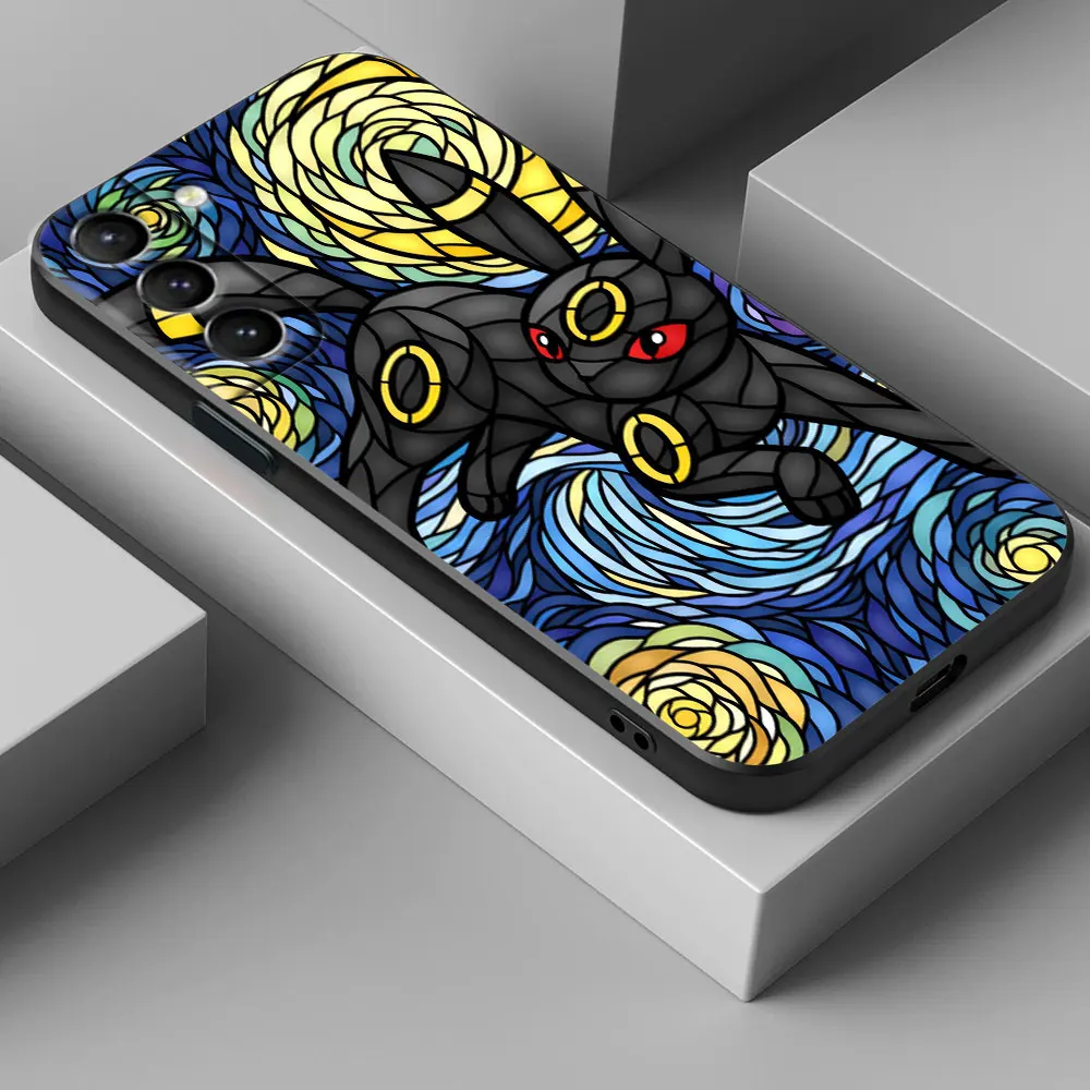 بوكيمون Eevee Umbreon Sylveon الزجاج الملون S25 حافظة لهاتف سامسونج جالاكسي S25 S24 S23 S20 S21 FE S22 Ultra S10 Plus 5G غطاء هاتف