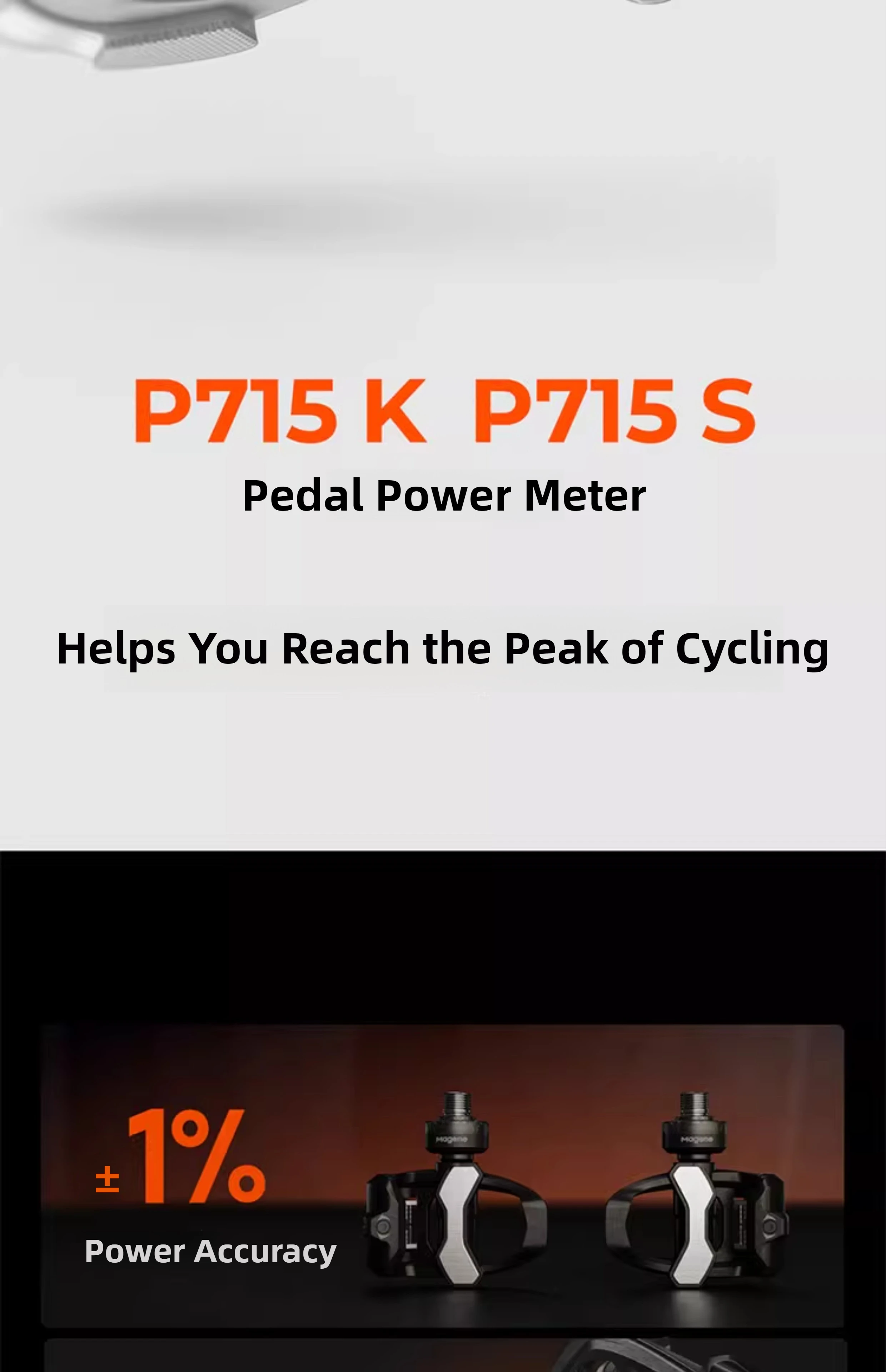 Magene P715 Dual-Sided Pedal Power Meter ±1% Accuracy Bluetooth ANT+ Road Bike Pedals Compatible with KEO & SPD-SL