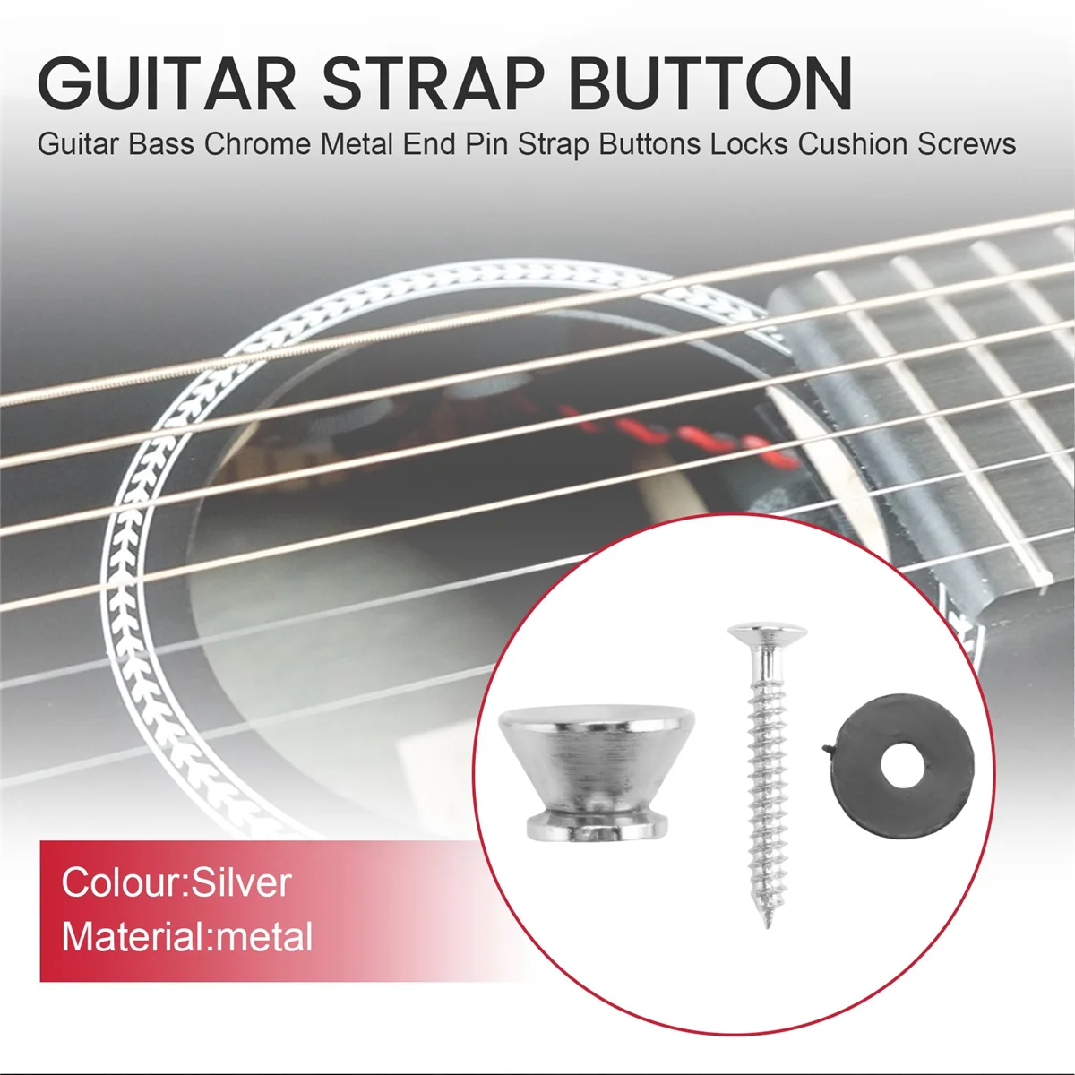 Práctico guitarra bajo, extremo de Metal cromado, botones de correa, cerraduras, tornillos de cojín (16 uds)