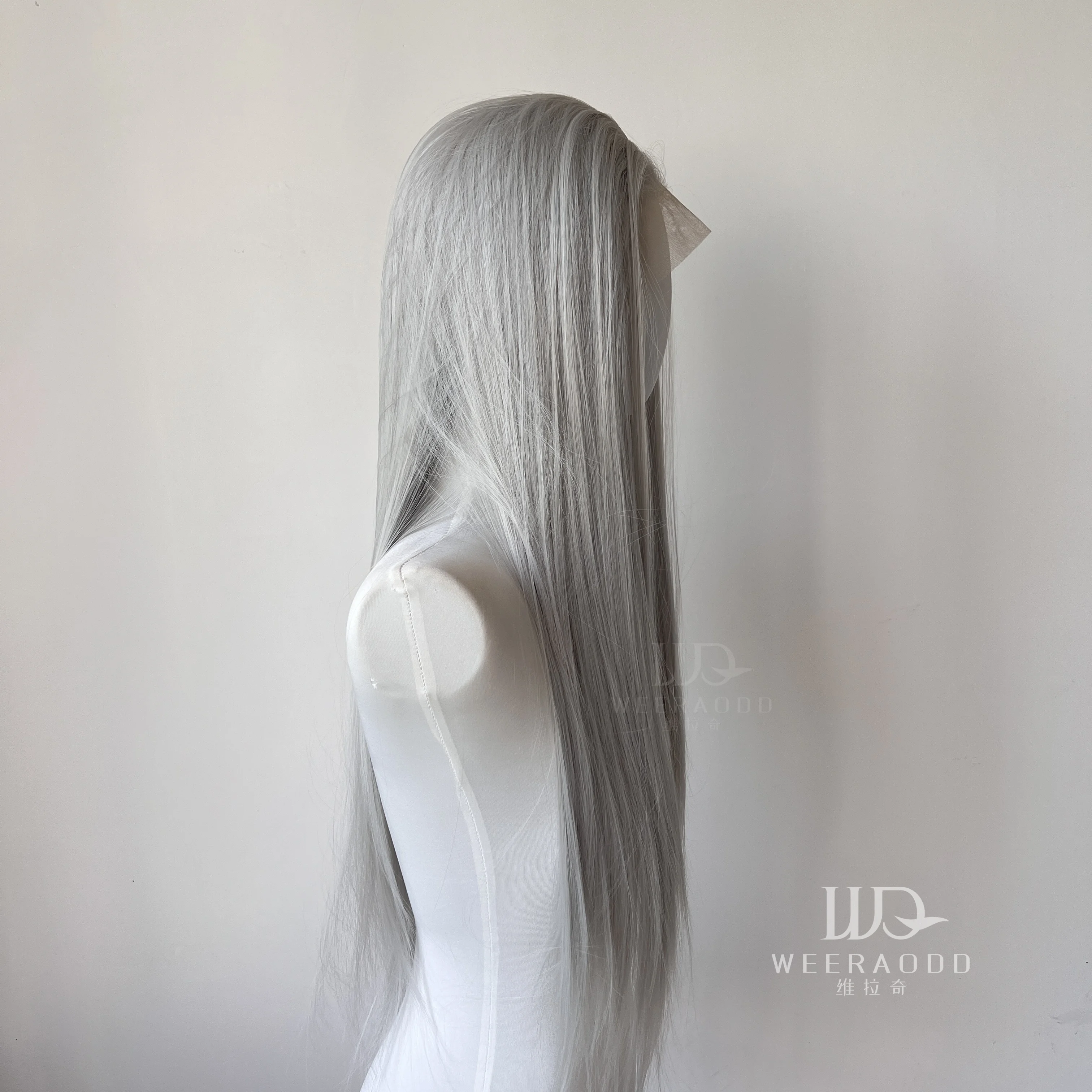 BeiBei-peluca con malla frontal plateada para mujer, pelo largo liso de fibra de alta calidad, pelucas frontales de encaje 13*4, peluca de encaje sintético