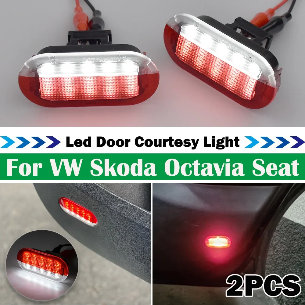 2PCS LED Courtesy Door Welcome Light for VW Golf MK3 MK4 Beetle Jetta Bora Polo Sharan Vento Touran Skoda Octavia Seat Leon