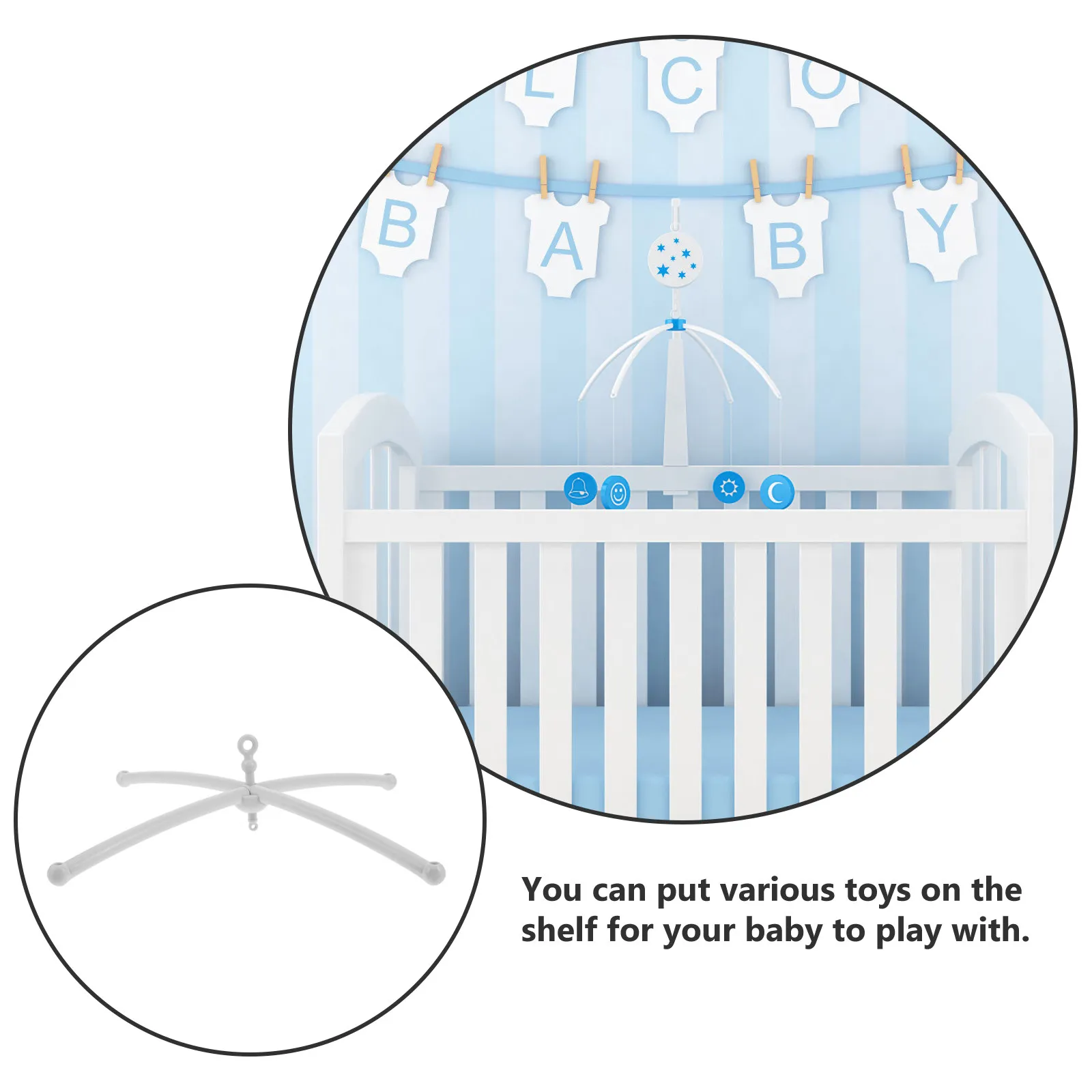 Baby Mobile Cross Musical Holder Crib Bassinet Bell Rack Hanging Stand Baby Bed Bell Holder Mobile Arm Newborn