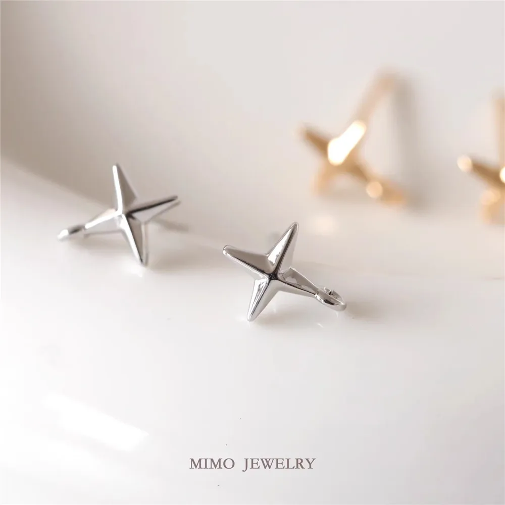 

Copper Plated Real Gold Smooth Cross Star Simple Star Work in Progress Stud Earrings DIY Handmade Charm Accessories E064