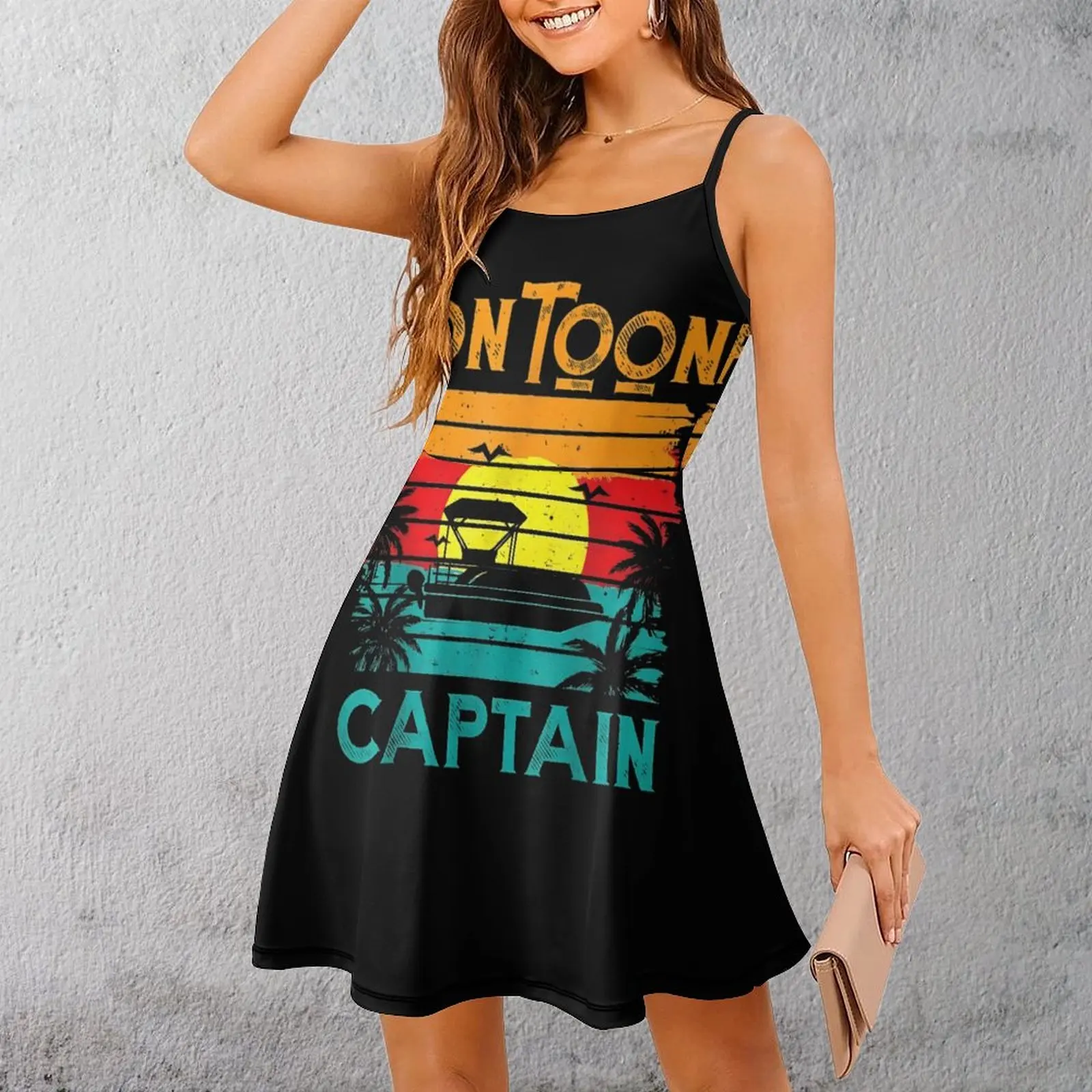 

Женское платье на бретельках PONTOON CAPTAIN BEACH VIBE, сексуальное женское платье с забавным рисунком, саркастическое клубное платье