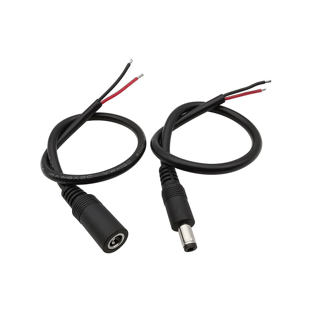 1/2/5Pcs 12V DC 5.5 x 2.1mm Male Female Power Plug Cable Adapter Connector Extension Wire 18AWG for Surveillance CCTV Camera