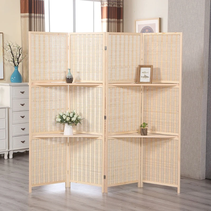 Screen partition simple mobile bedroom living room entrance wooden folding bamboo weaving, screen