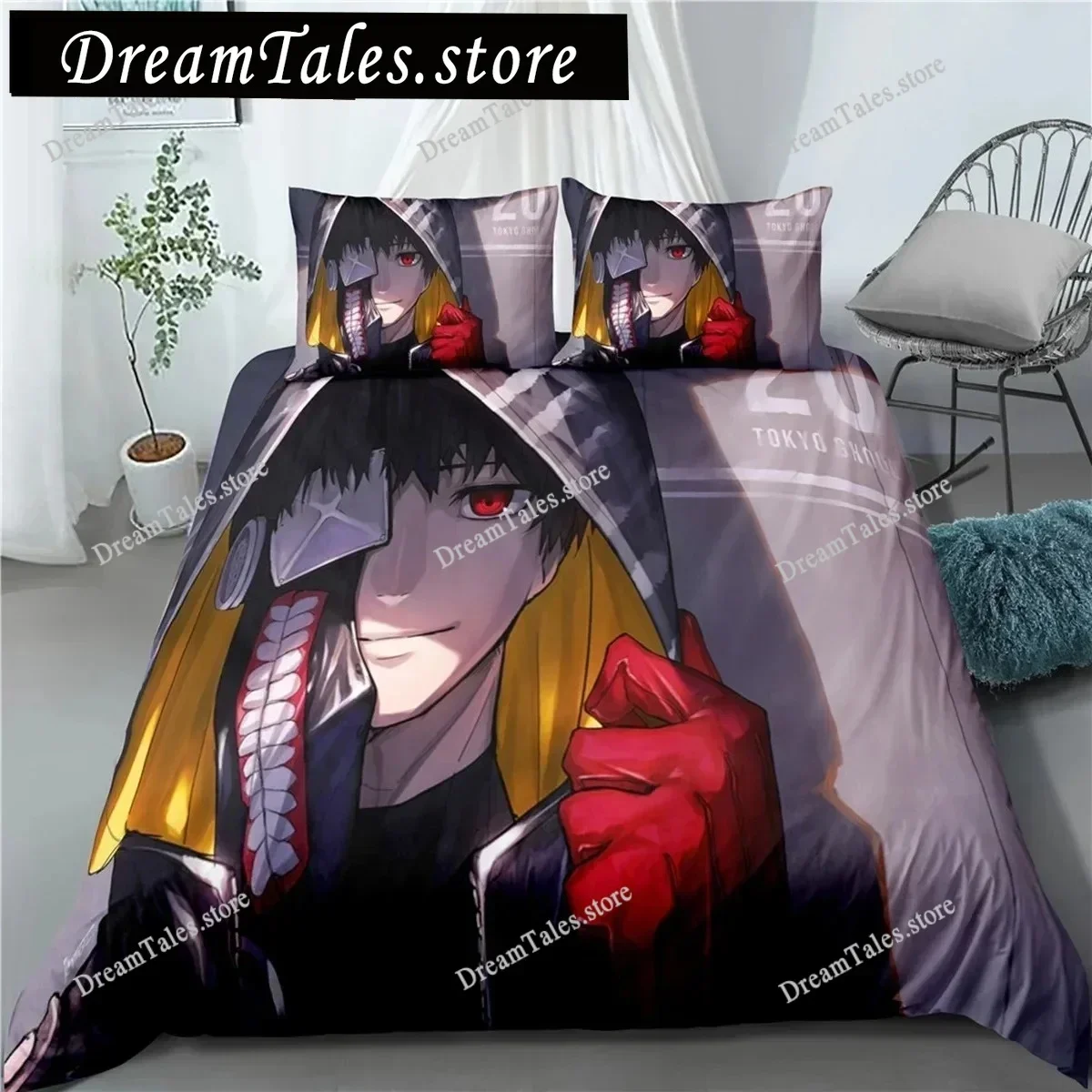 Anime Tokyo Ghoul 3D Printed Bedding Set Duvet Covers Pillowcases Comforter Bedding Set Bedclothes Bed Home Textileextile741