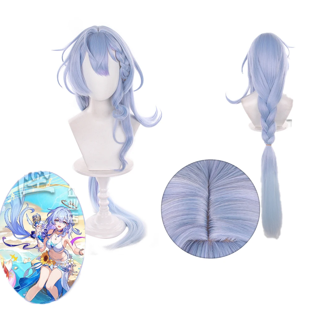 Robin Summeretto Cosplay Wig 110cm Blue Gradient Heat Resistant Synthetic Hair Role Play Wig Hallowmas Costumes Accessories