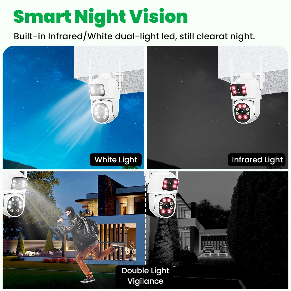 كاميرا مراقبة منزلية لاسلكية ثنائية العينين ، شاشة مزدوجة ، جهاز تحكم عن بعد ، هاتف