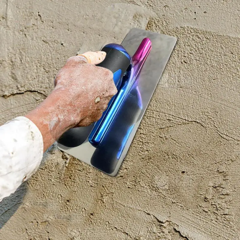 Flat Drywall Trowel Concrete Finishing Trowel With Colored Handle Stainless Steel Wall-Board Plasterboard Concrete Cement