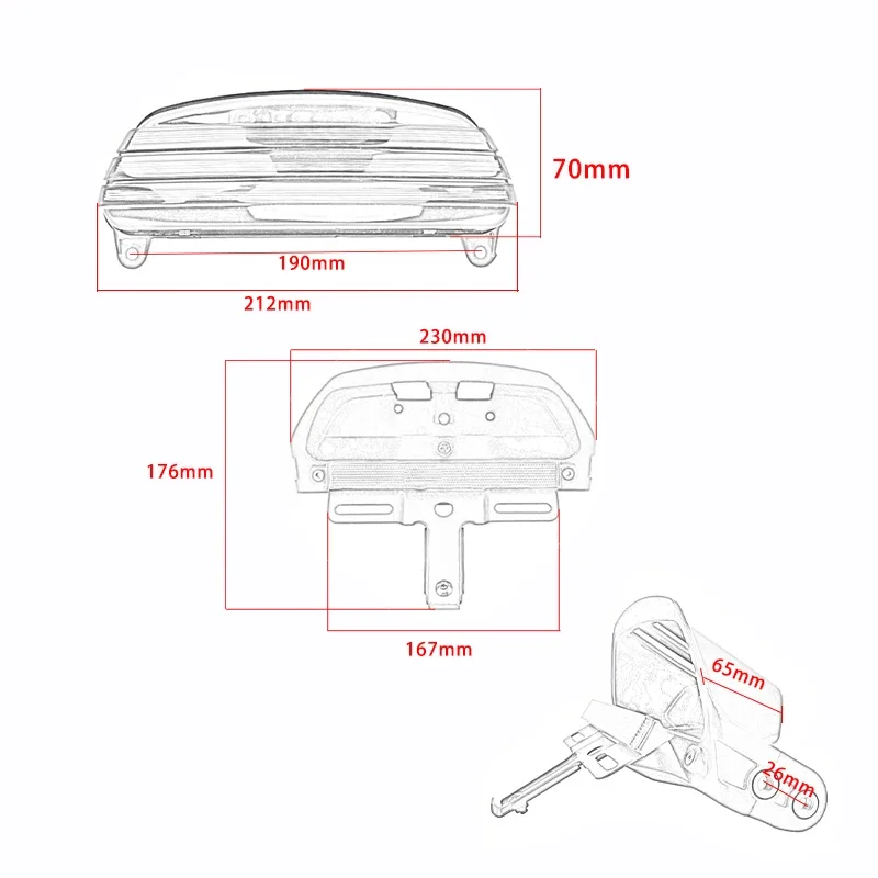 Motorcycle Tri-Bar Rear Fender Tailing Lamp LED Brake Tail light Turn Signal For Harley Dyna Fat Bob Softail 2006-2015