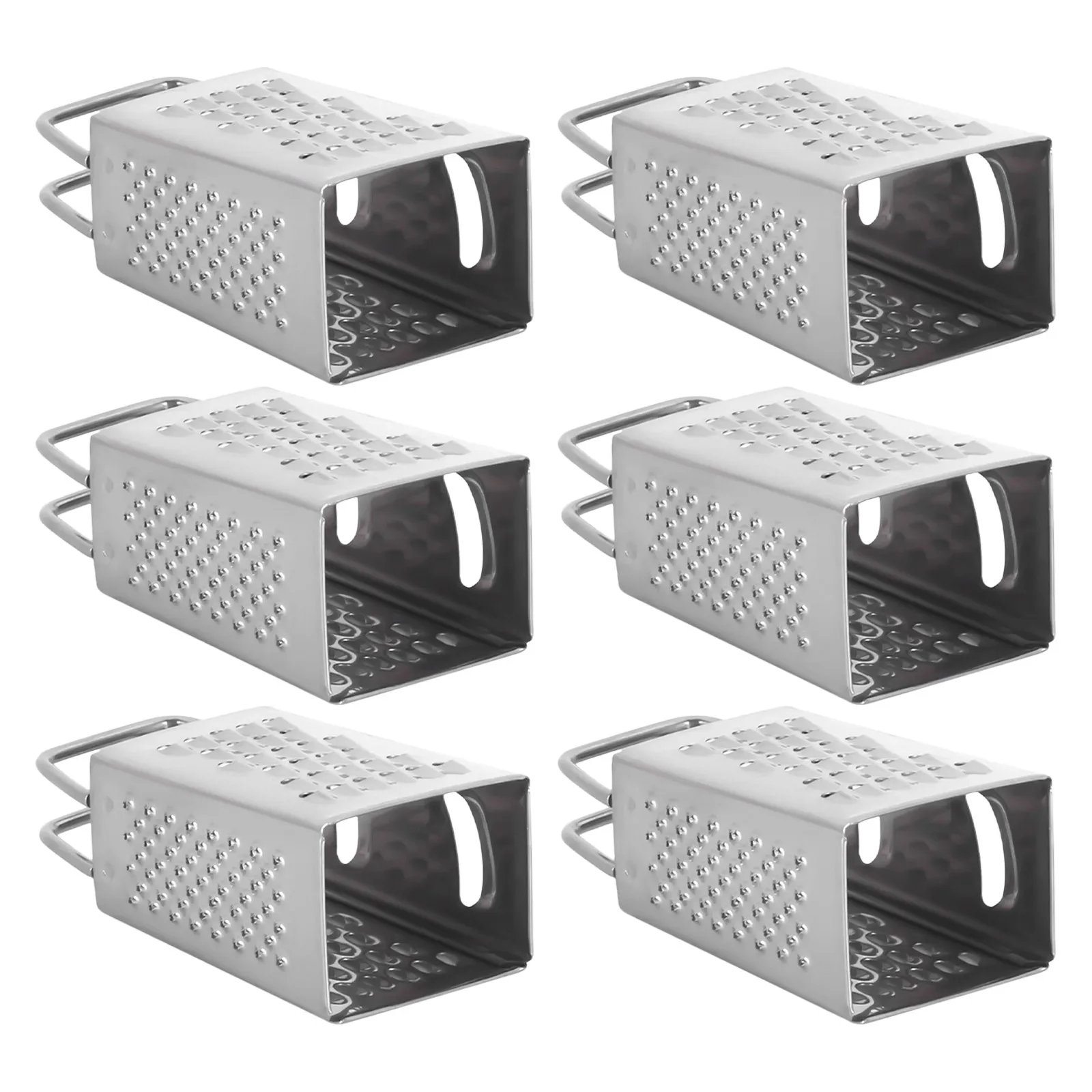 6Pcs Stainless Steel Mini Box Grater Versatile Handheld Food Shredder Cheese Garlic Carrot Potato Onion Cutter