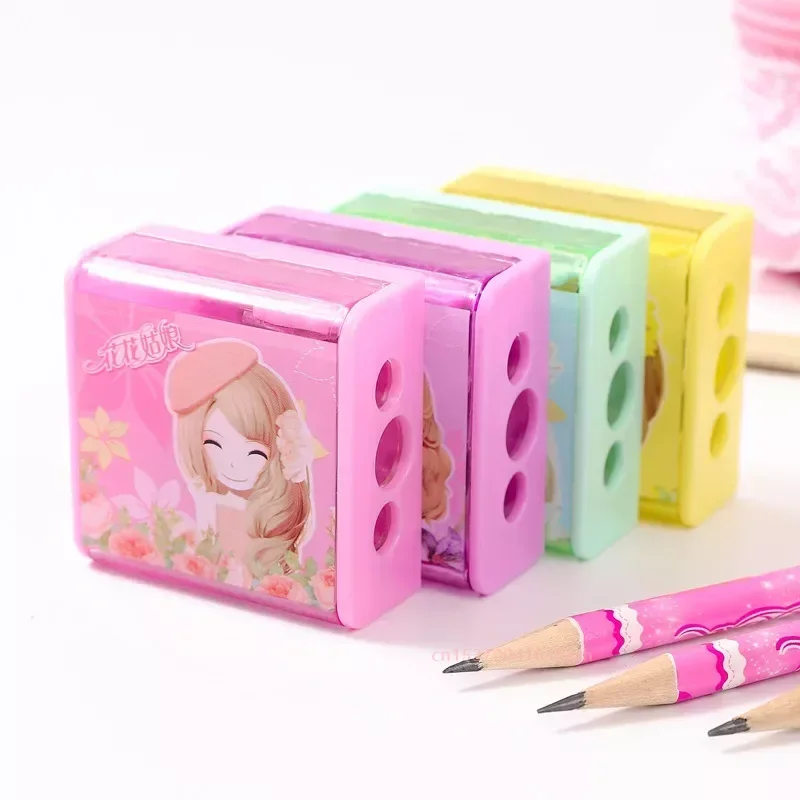 Flower Girl Pencil Sharpener Girl Hand Cranked Small Specialized Kindergarten Thick Triangle Pencil Sharpener Wholesale