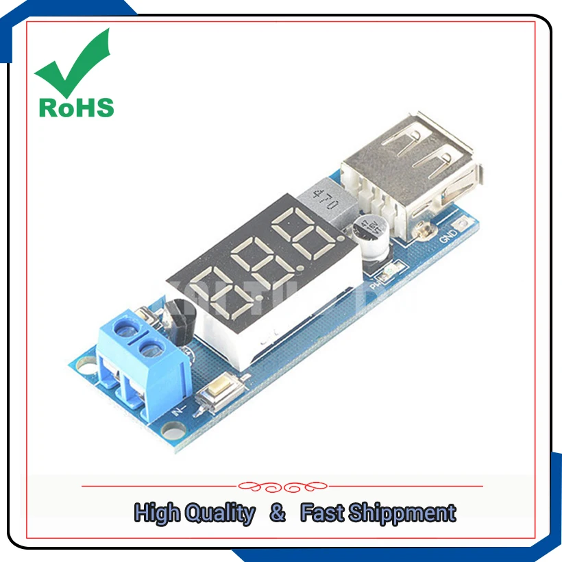 DC-DC step-down power supply buck module 6.5v/12V ~ 40V to 5V converter +voltage meter USB charging for mobile phone module
