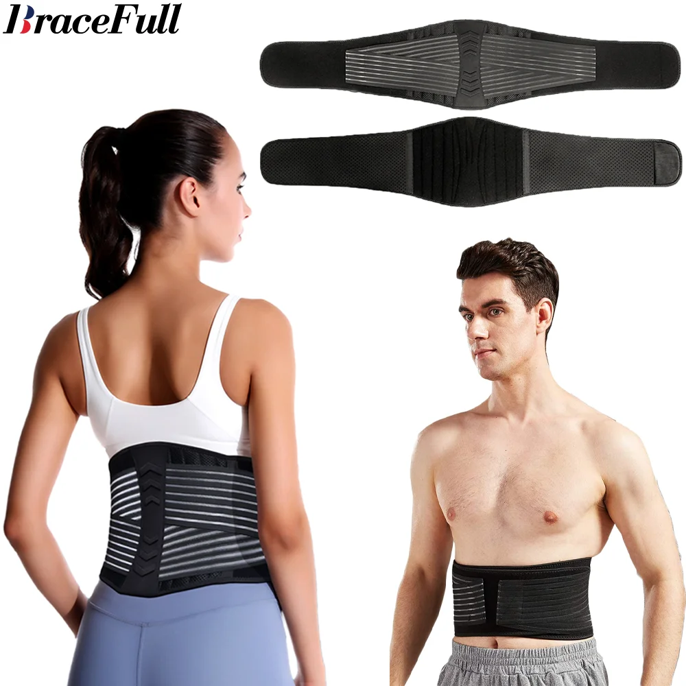 

Men Women Back Brace Waist Lumbar Lower Support Herniated Disc Sciatica Scoliosis Belt Pain Relief Sports Adjust Safety Lifting