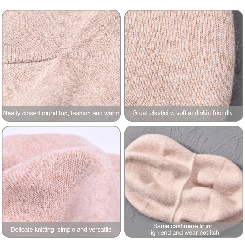 Women Beret Cap Real Big Fur Pom Pom Winter Knitted Wool Beret Natural Raccoon Fur Ball Hat Solid Color Top Quality Female Beret