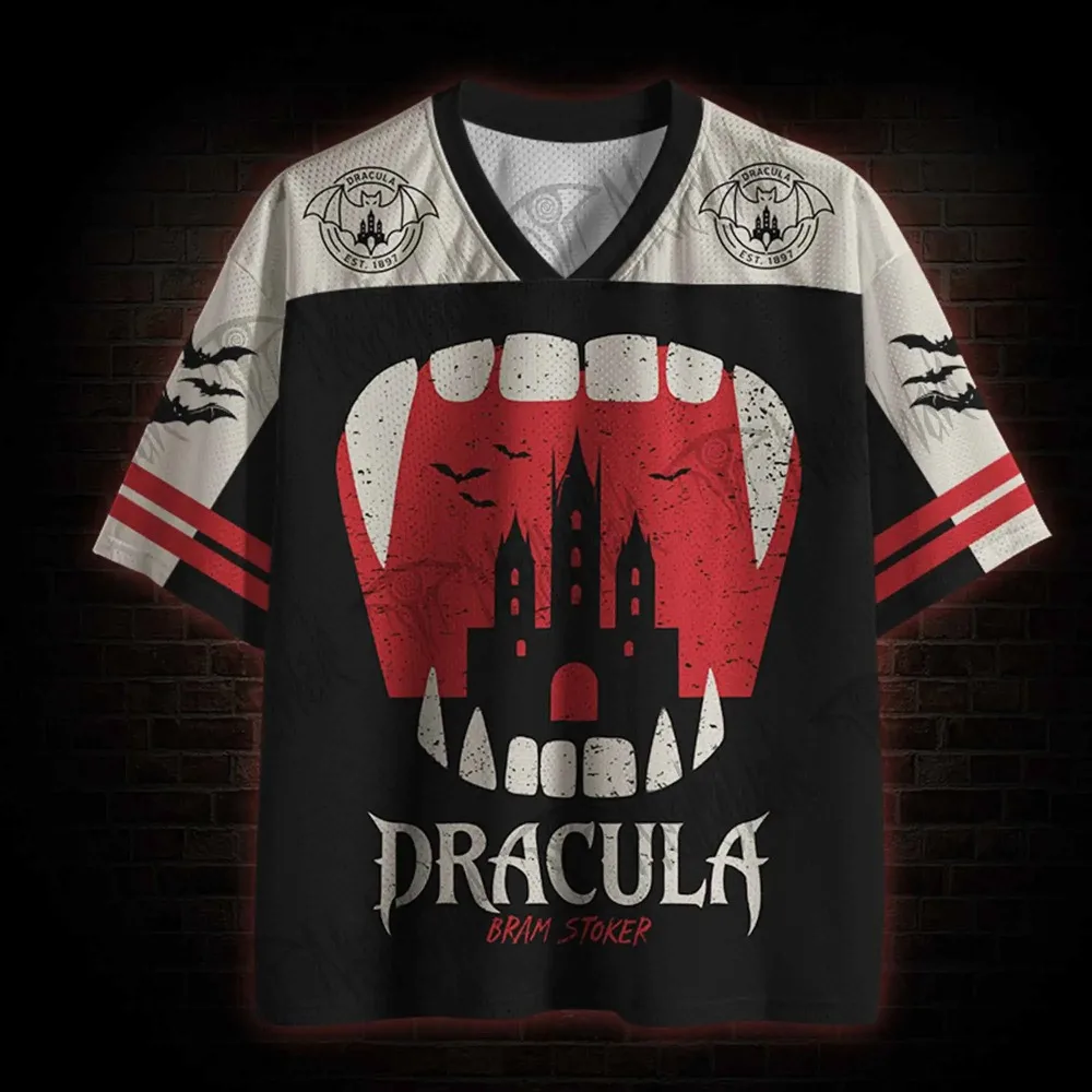 T-shirt sport col en V imprimé 3D Gothique Vampire, Nouvelle Collection Mode Été Halloween, pour Hommes, Femmes et Enfants, Style Street Y2K, Vêtements Parent-Enfant
