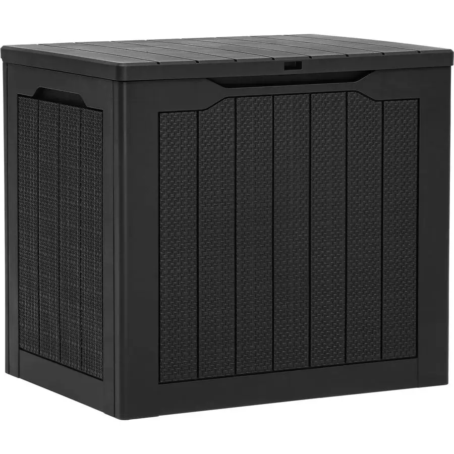 

30 Gallon Outdoor Storage Box, Small Water Resistant Resin Deck Box, Indoor Outdoor Lockable Rattan Storage Container for Patio