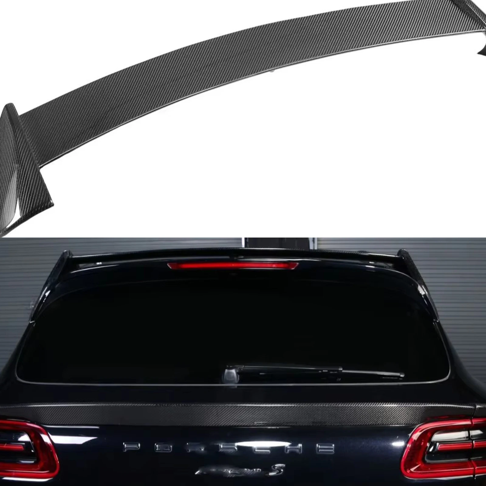 High Quality Direct Fit Large Top Wing Carbon Fiber Wet Carbon Paste Replacement For 14‑23 Porsche Macan 95B