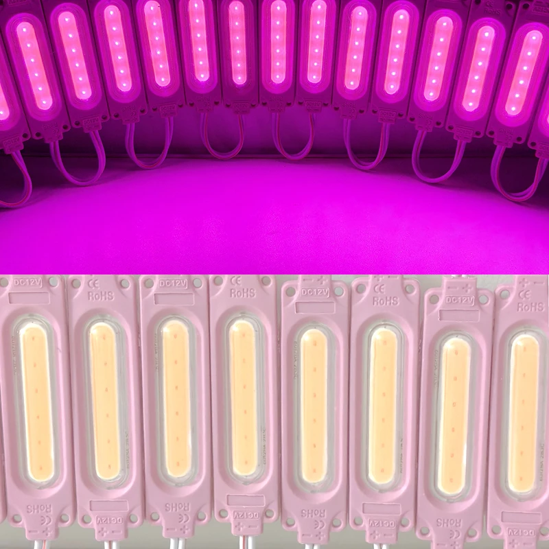 20 STKS COB SMD 6 LEDs LED Module Waterdicht Licht Reclame lamp DC 12 V Groothandel roze kleur hoge lumen super heldere led modules