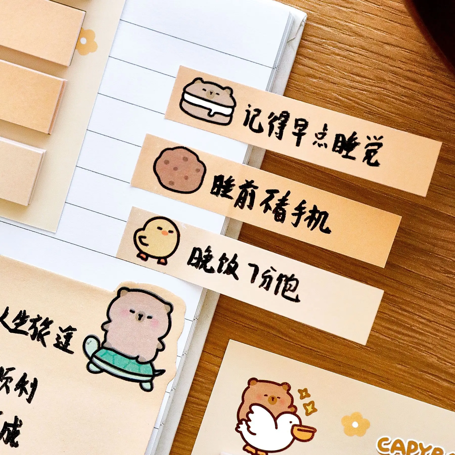 80/320sheets Capybara Index Stickers Set Stationery Students N Times Stickers Label Study Self-adhesive Sticky Notes for Gifts
