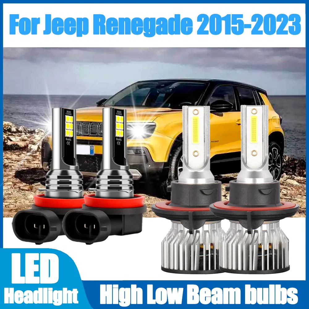 

H13 High Low Beam Canbus Car LED Headlight Bulbs 12V 6000K White Turbo HeadLamp H11 LED Foglights For Jeep Renegade 2015-2023