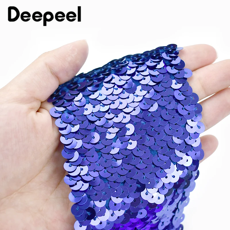 Deepeel 75mm Sequins Laces Elastic Band Garment Lace FabricTrimming Stretch Ribbon Wedding Dress Decorative Tape DIY Accessories