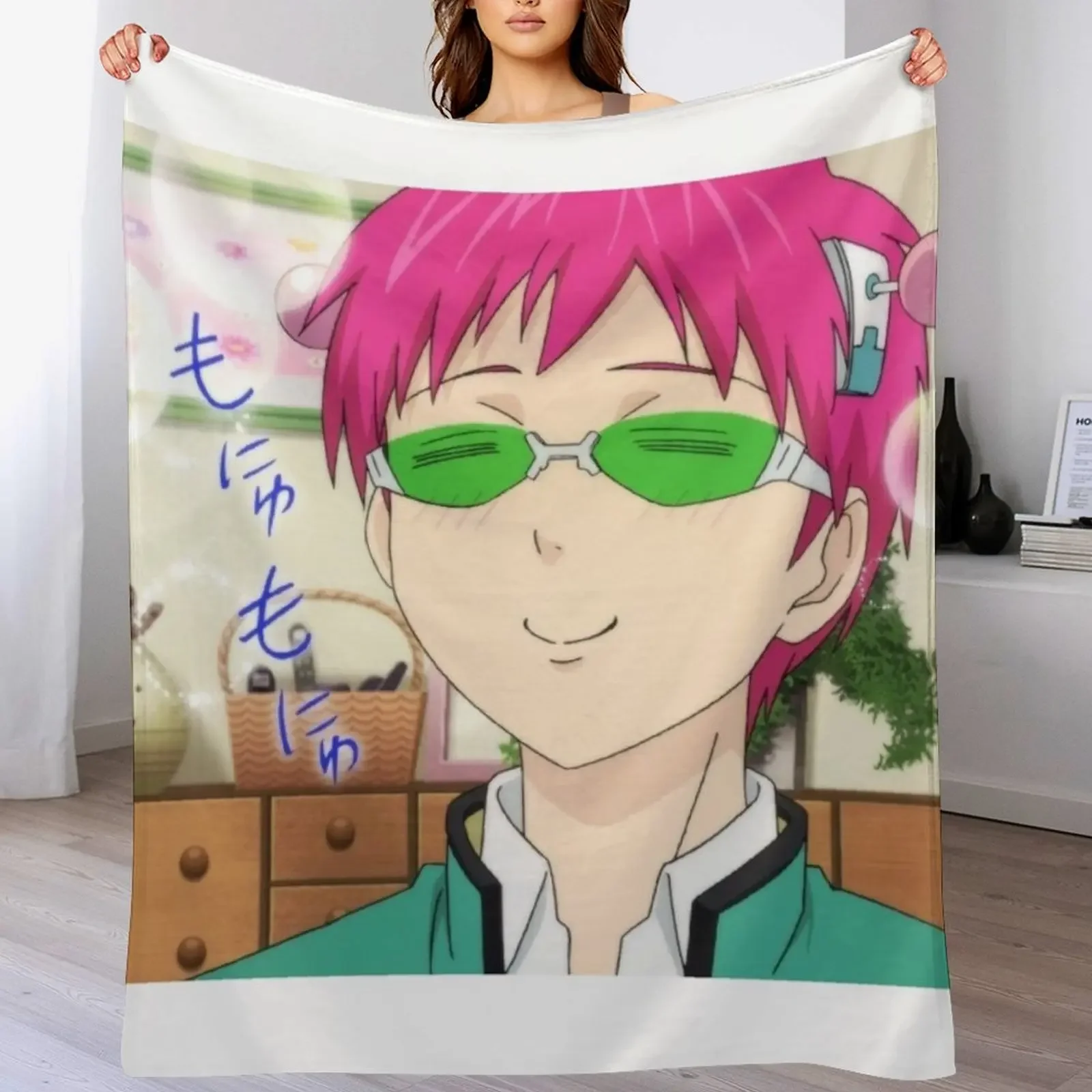 happy saiki Throw Blanket Color Fast Cozy Throw Blanket