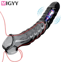 Penis Extension Sleeve Vibrator Extender 8cm Reusable Condoms Soft Delay Ejaculation Dick Sleeve Adult Sex Toys For Men