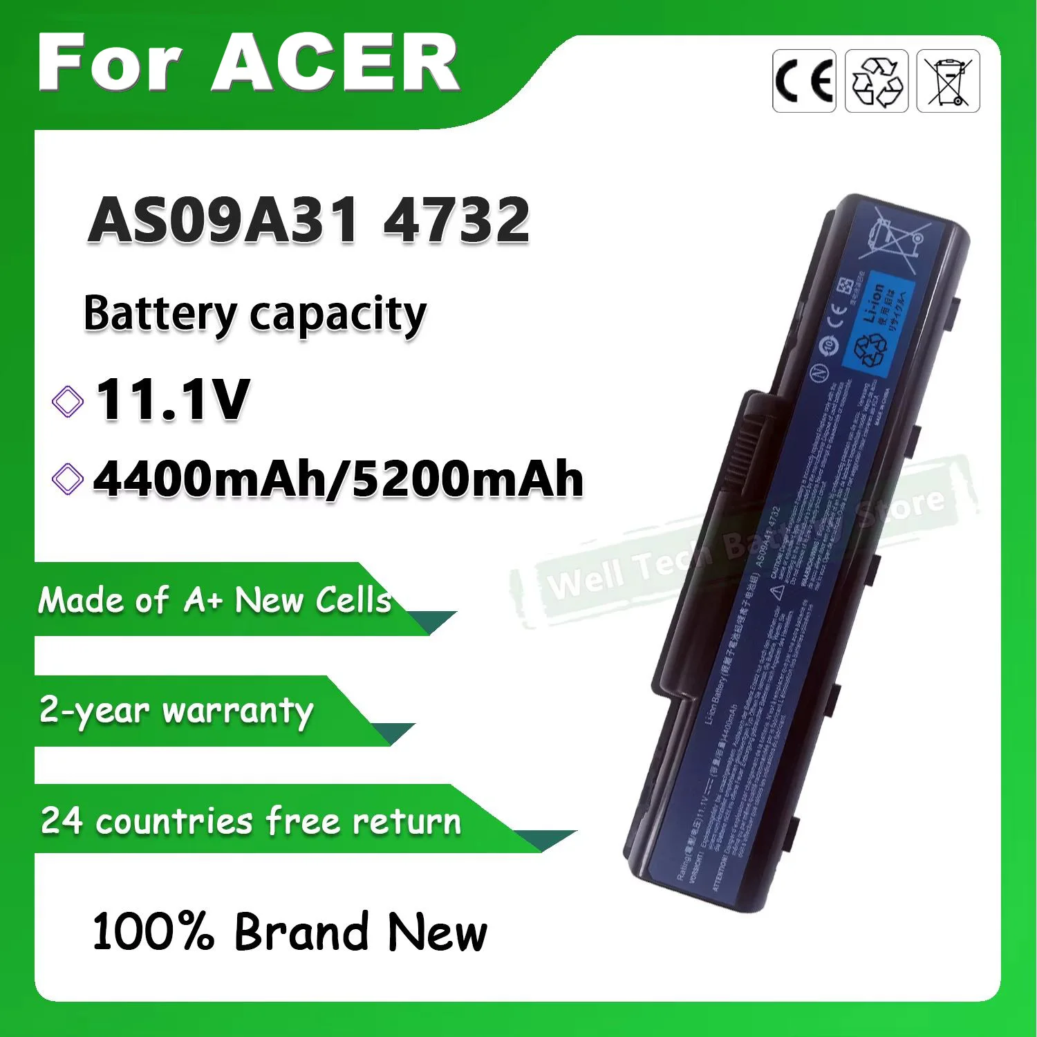 AS09A31 4732 Laptop Battery Compatible with ACER 5517 4332 4732Z 5332 5334 5516 5517 5532 5732Z 5533 5534 5535 Emachine D525