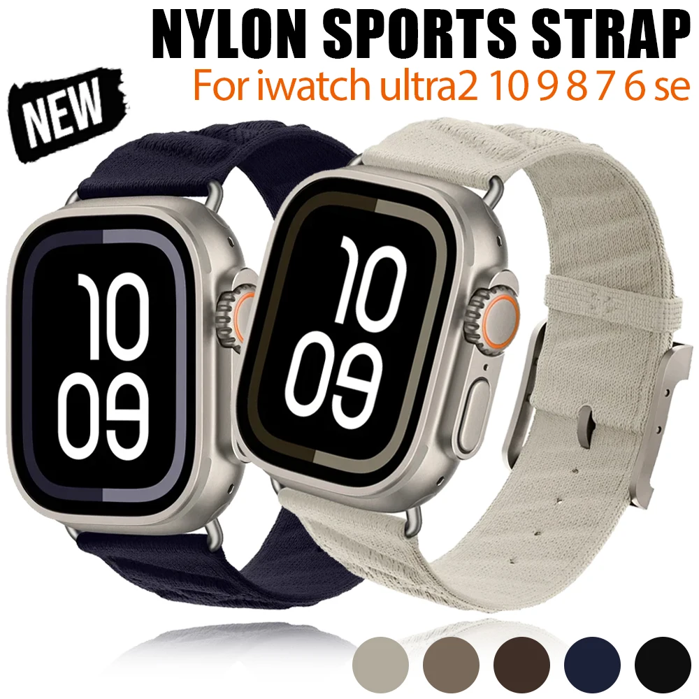 

Nylon Sport Strap for Apple Watch 45mm 44mm 49mm 46mm 38 40 41 42 mm For iwatch Series 10 9 8 7 6 SE Ultra 2/1 strap wristband