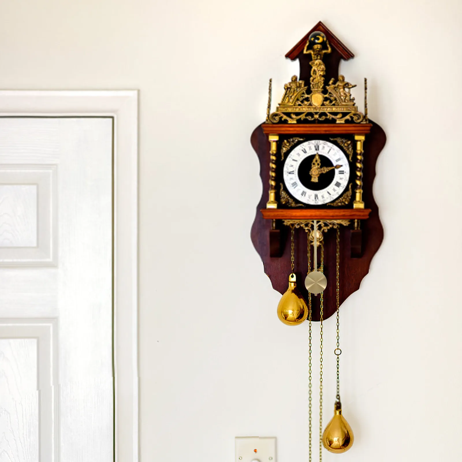 Quartz Gold Metal Pendulum Clock Component DIY Wall Clock Replacement Part Retro Leaf Design Silent Movement Home Decor
