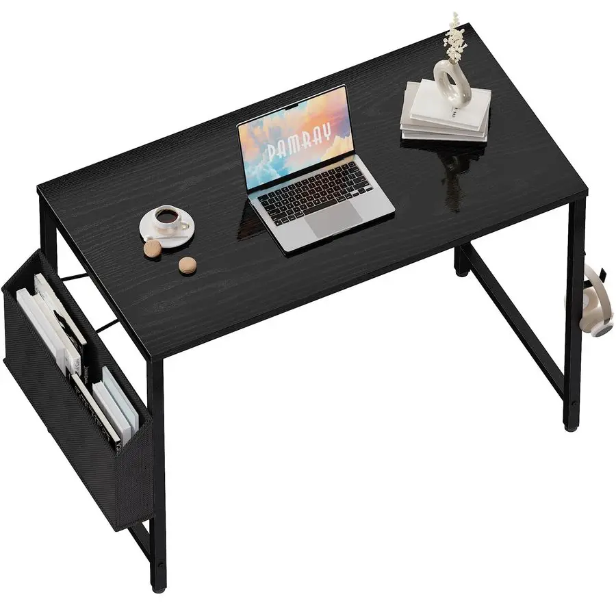 

32 Inch Computer Desk for Small Spaces with Storage Bag, Home Office Work Desk with Headphone Hook, Small Office Desk Study Wri