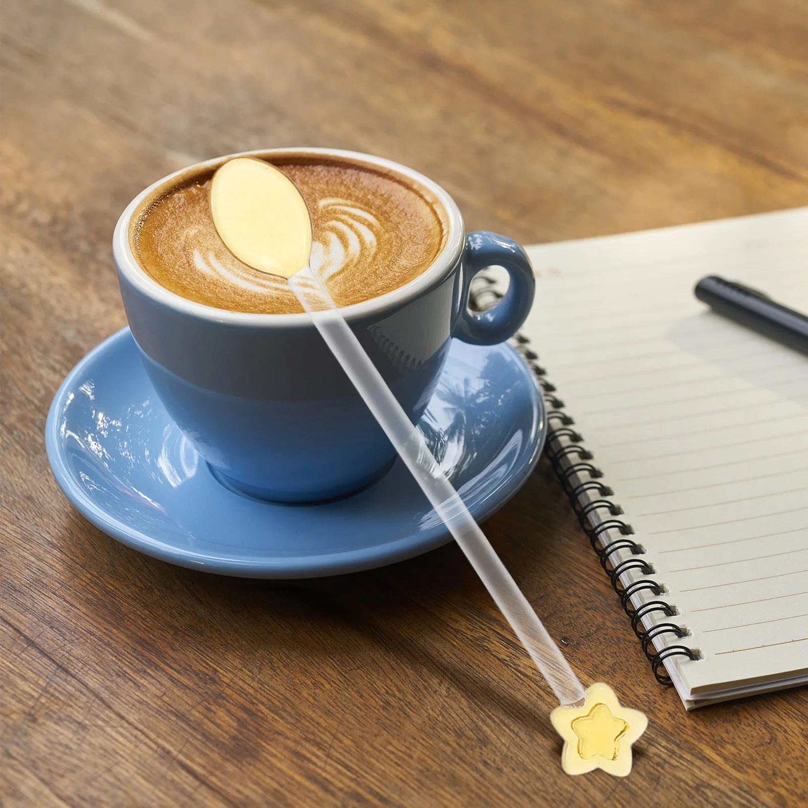 

3Pcs Heatproof Glass Coffee Tea Spoons Long Handle Adorable Star Topper Ideal for Mixing Hot Drinks Desserts Salads Ice Cream