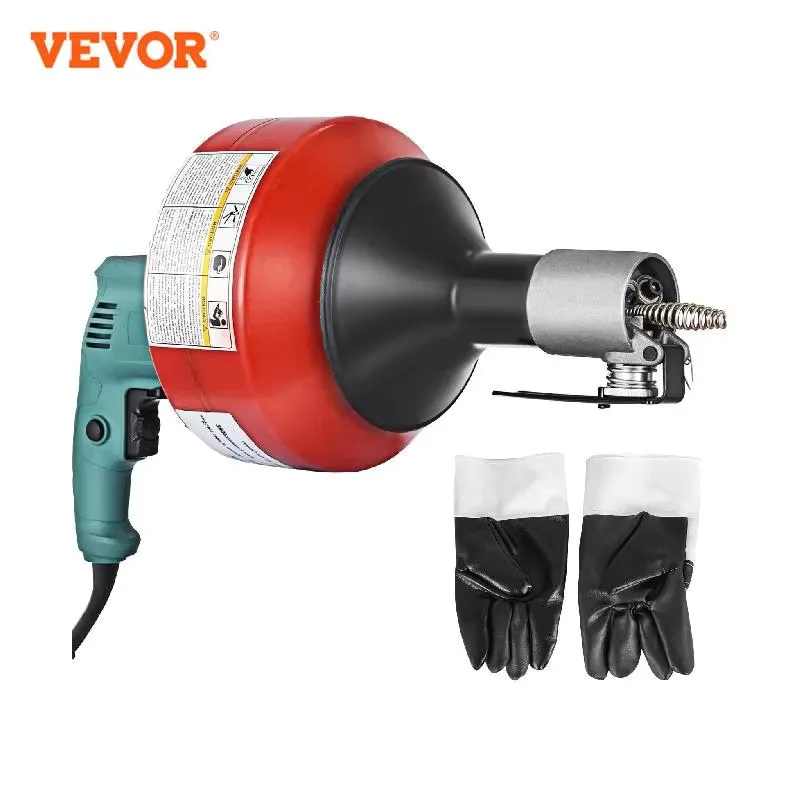 VEVOR Handheld Electric Drain Cleaner 20-65 mm Manual Pipe Unblocker Kitchen Sink Toilet Sewer Dredge Cleaning Clogs Machine 8M