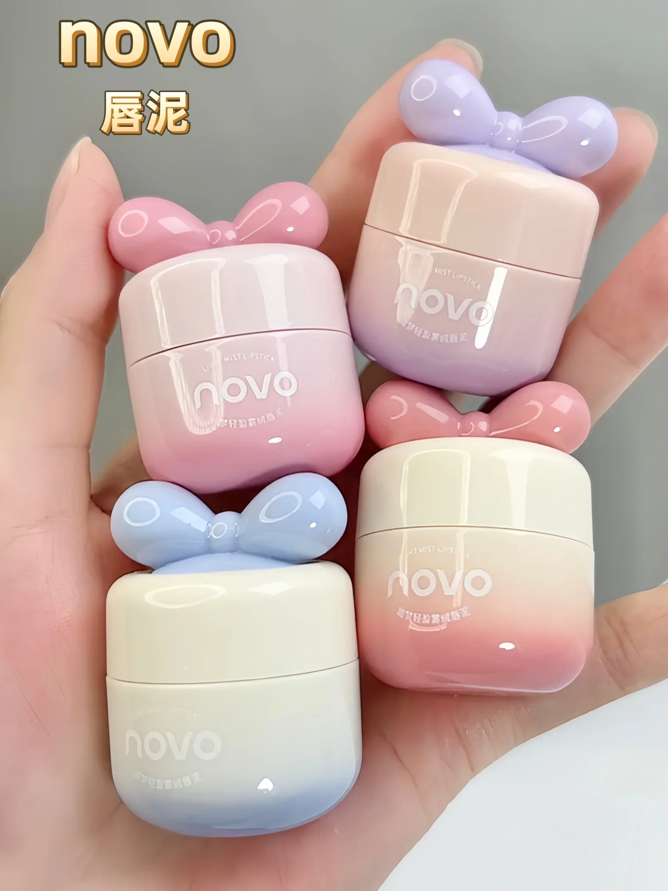 

Novo Original Lip Mud Matte Lipstick In Jar Cute Lip Glaze Lip Gloss Hydrate Waterproof Long-Lasting Females Makeup Rare Beauty