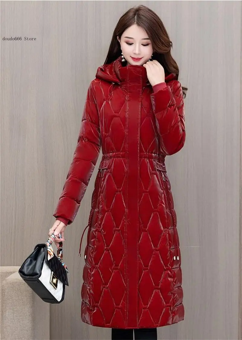 Large Size Hooded Windproof Warm Long Parkas Luxury Cotton Jacket Coat Winter Coat for Women Korean Loose Oversized