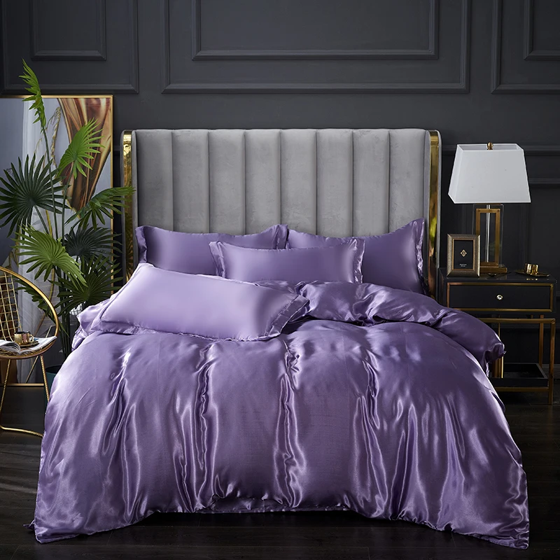 

Satin Duvet Cover Simple Quilt Cover Full Twin King Size Quilt Cover 228*228 No Pillowcase Bedding Set