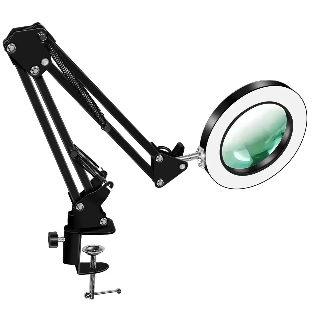 10-fache beleuchtete Lupe mit USB, 3 Farben, 72 LED-Beleuchtung für Lötarbeiten, Reparaturen, Tischlampe, Lesen, Hautpflege und Schönheitsanwendungen – Detail 8