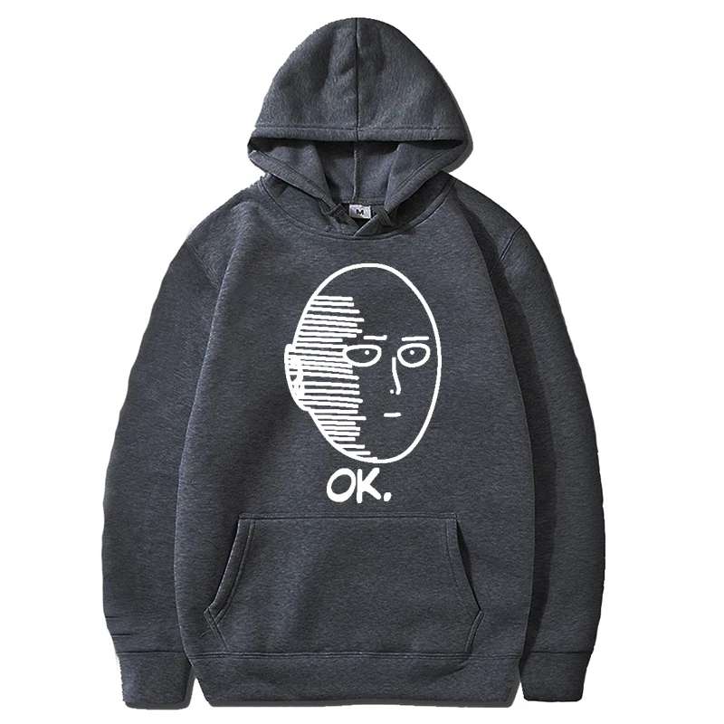 OK Anime Harajuku One Punch Man Autumn Male Harajuku Loose Hoodies Sweatshirts Hip Hop Fitness Clothes Warm Hoodie