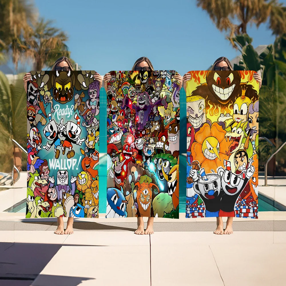 

Anime Cartoon C-Cupheads Microfiber Beach Towel Absorbent Quick Dry Soft Yoga Swimming Resort Mountain Climbing Towel
